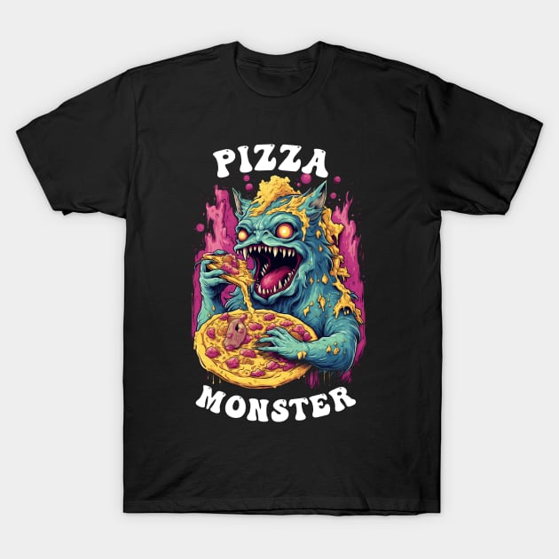 Pizza Monster T-Shirt by Obotan Mmienu